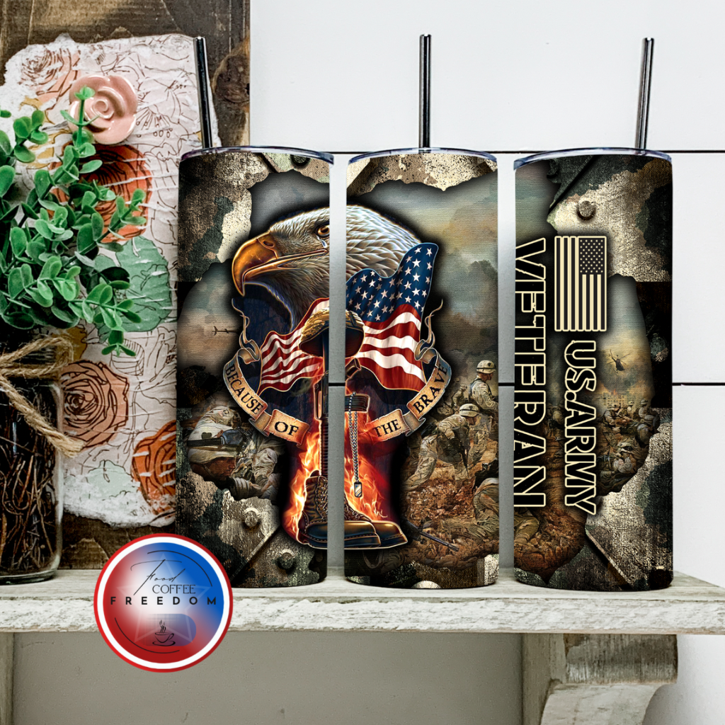 U.S ARMY VET DESIGN TUMBLER 20 OZ