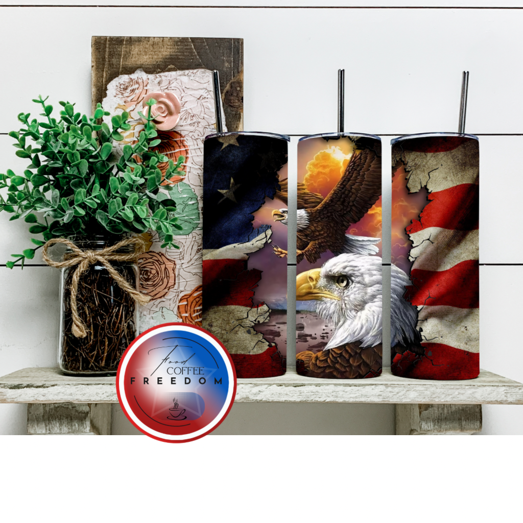 Patriotic Eagle soaring tumbler 20oz