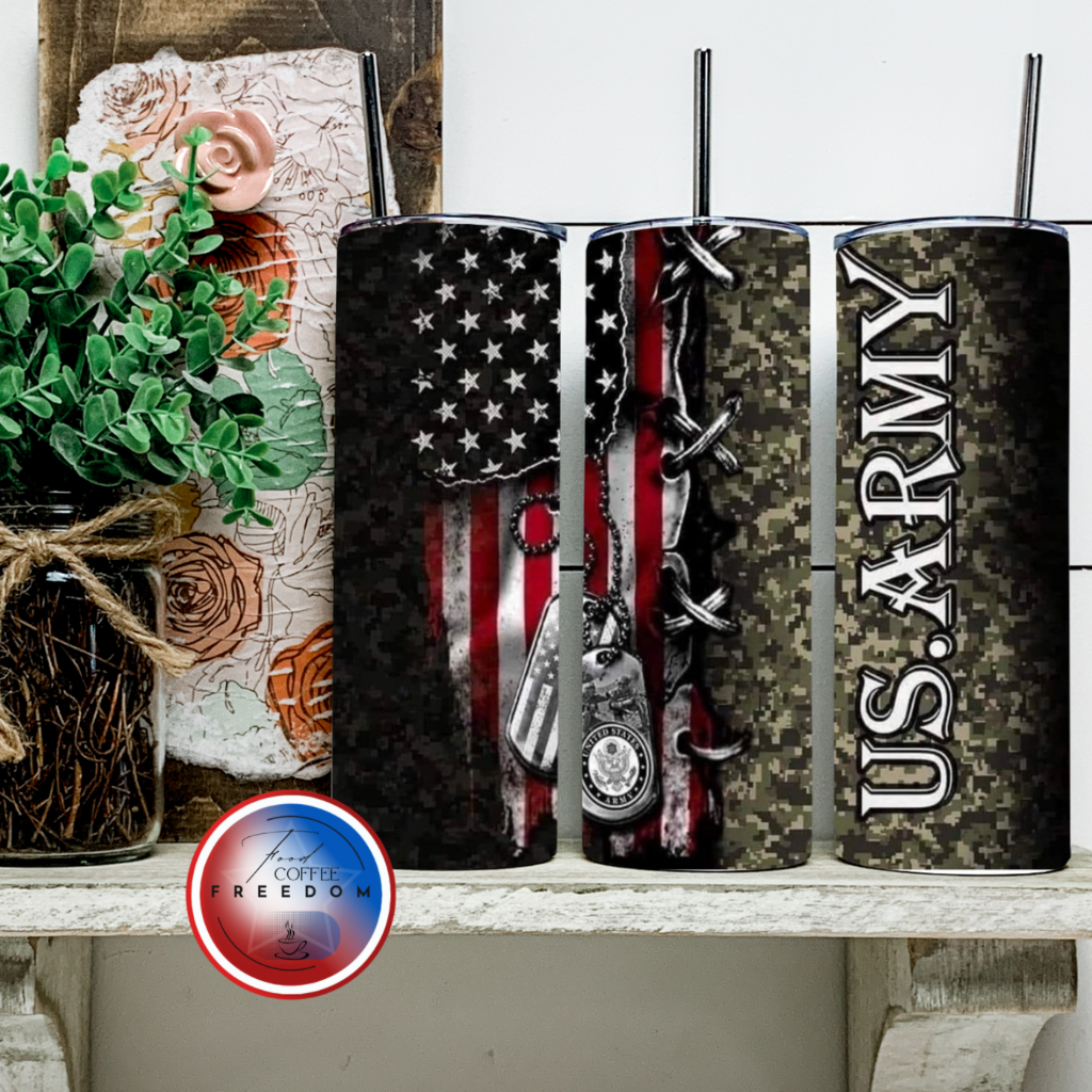 U.S. ARMY CAMOUFLAGE/ FLAG TUMBLER 20OZ