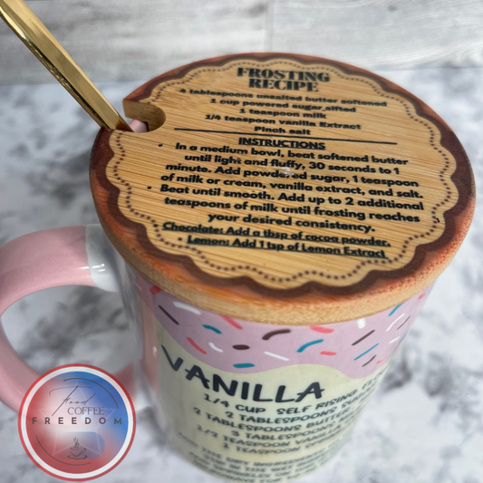 CHOCOLATE/VANILLA BIRTHDAY CAKE RECIPE MUG ( 15 Oz Ceramic)