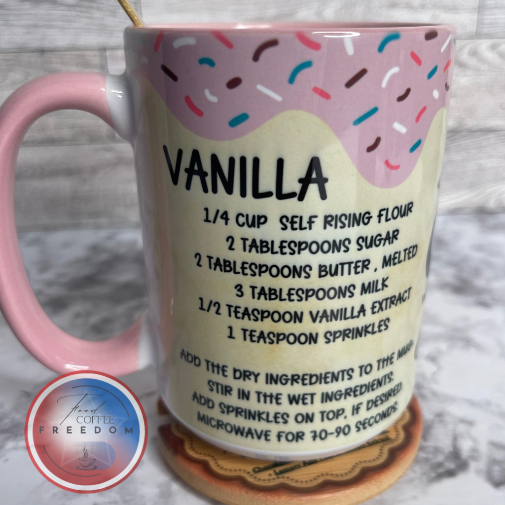 15 OZ Mug, Vanilla/Chocolate cake in a mug RECIPE.