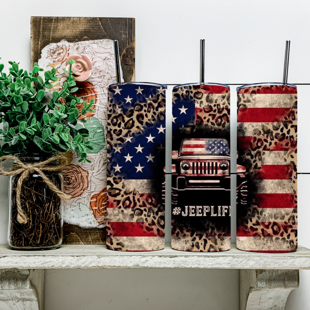 JEEP patriotic /cheetah tumbler
