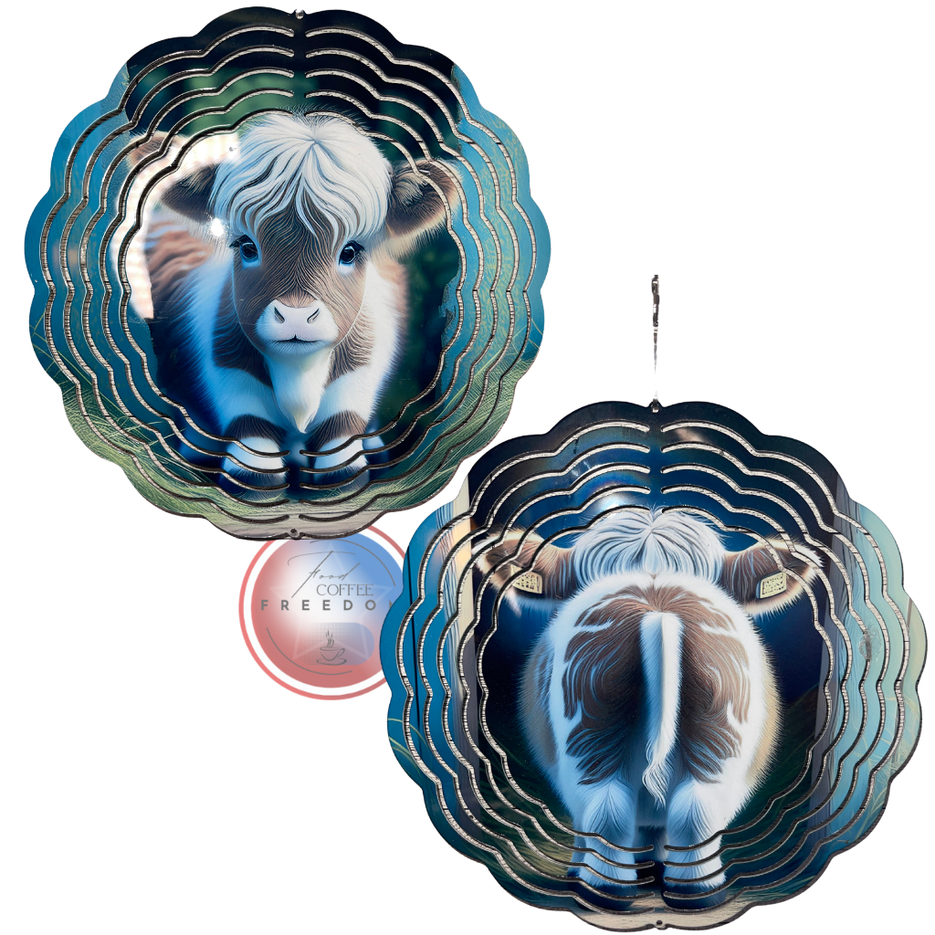 8 IN metal wind Spinner (HIGHLAND COW