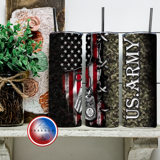 U.S. ARMY CAMOUFLAGE/ FLAG TUMBLER 20OZ/30OZ