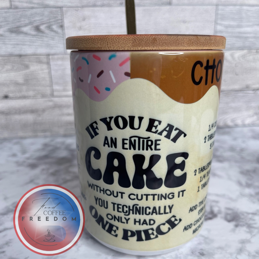 CHOCOLATE/VANILLA BIRTHDAY CAKE RECIPE MUG ( 15 Oz Ceramic)
