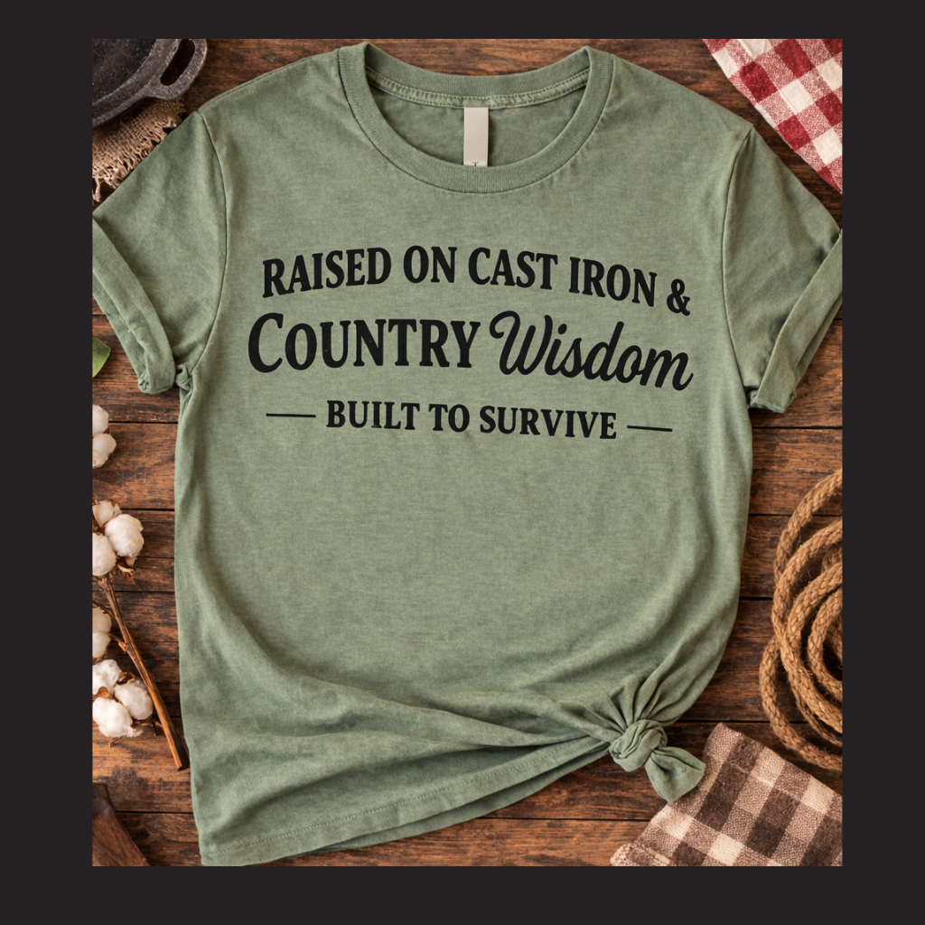 Raised on Cast Iron & Country Wisdom T-Shirt