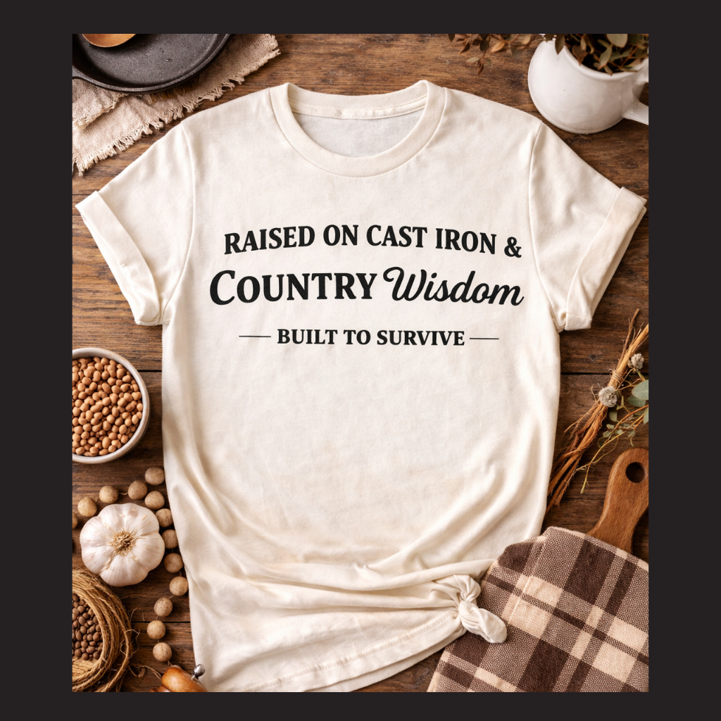 Raised on Cast Iron & Country Wisdom T-Shirt